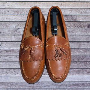 Allen Edmonds Nashua Brown Leather Tassel Kiltie Men’s Loafers, Size 11D